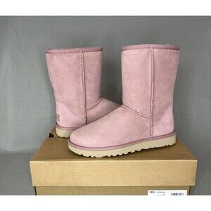 New Womens Pink UGG Boots Classic Short Suede Wool Shell Seashell Sz 7 Sold Out
